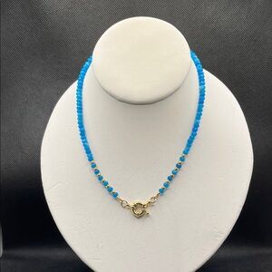Turquoise Beaded Necklace with Gold Heart Toggle